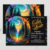 Invitation Élégant dans le Baby shower magique des Bois (Devant / Derrière)