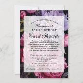 Invitation Elégant Dark Floral Card Shower 70e anniversaire (Devant)