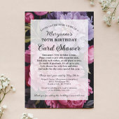 Invitation Elégant Dark Floral Card Shower 70e anniversaire