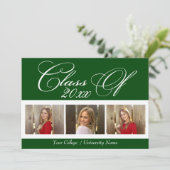 Invitation Élégant Dark Green 3 Photo College (Debout devant)