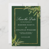 Invitation Elégant Dark Green Gold Botanical Enregistrer la d (Devant)