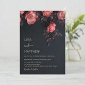 Invitation Elegant Dark Moody 3D Roses Wedding (Debout devant)