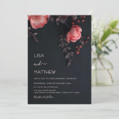 Invitation Elegant Dark Moody 3D Roses Wedding (Debout devant)