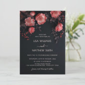 Invitation Elegant Dark Moody 3D Roses Wedding (Debout devant)