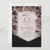 Invitation Elégant Dark Roses 75e anniversaire (Devant)
