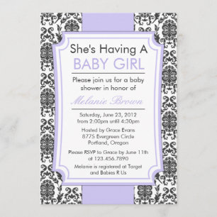 Invitation élégant de baby shower de damassé