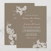 Invitation élégant de mariage de Boho de paon (Devant / Derrière)