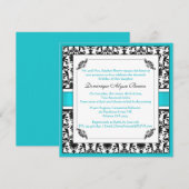 Invitation élégant de remous de damassé [Teal] (Devant / Derrière)