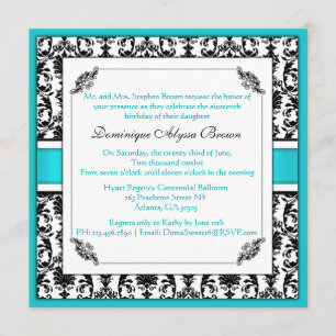 Invitation élégant de remous de damassé [Teal]