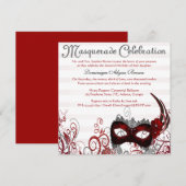 Invitation élégant de remous de mascarade [rouge] (Devant / Derrière)