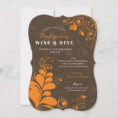 Invitation Élégant Déco Déco Feuilles d'automne Thanksgiving  (Devant)
