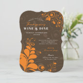 Invitation Élégant Déco Déco Feuilles d'automne Thanksgiving  (Debout devant)