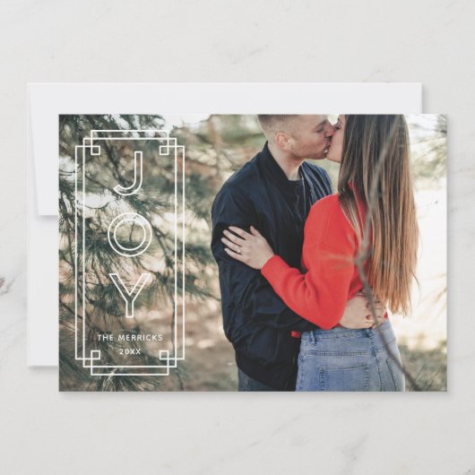 Invitation Elegant Deco Joy Frame Full Photo Holiday Card (Devant)