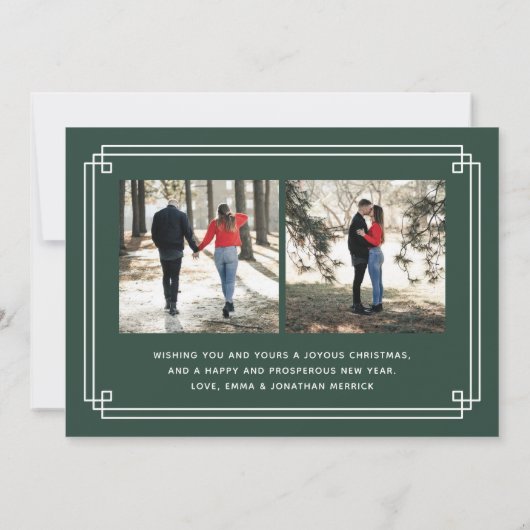 Invitation Elegant Deco Joy Frame Full Photo Holiday Card (Dos)