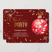 Invitation Élégant décor magique de Noël rouge (Devant / Derrière)