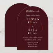 Invitation Elegant Deep Burgendy Islamic Wedding Arch (Devant / Derrière)