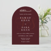 Invitation Elegant Deep Burgendy Islamic Wedding Arch (Debout devant)