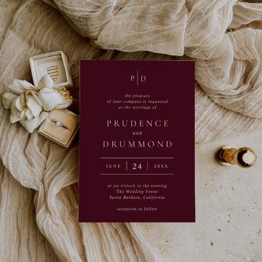 Invitation Elegant Deep Burgundy Classic Wedding