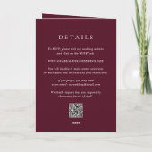Invitation Elegant Deep Burgundy QR Code Classic Wedding (Dos)