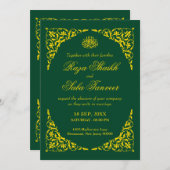 Invitation Elegant Deep Emerald Islamic Wedding (Devant / Derrière)