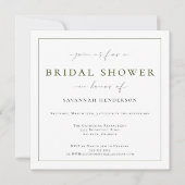Invitation Elegant Deep Green Bridal Shower Classic (Devant)
