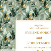 Invitation Elégant Deep Green Gold Eucalyptus Mariage Invite