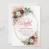 Invitation Elegant Deep Red Eucalyptus Bridal Shower Invite (Devant)