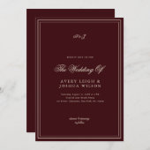 Invitation Elegant Deep Red Monogram Old Money Wedding (Devant / Derrière)