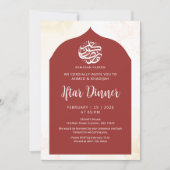 Invitation Elegant Deep Red Moroccan Arch Iftar Dinner (Devant)