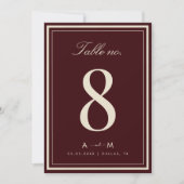 Invitation Elegant Deep Red Wedding 5x7 Table Number Card (Devant)
