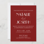 Invitation Elegant Deep Red White Burgundy All In One Wedding (Devant)