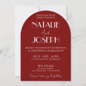 Invitation Elegant Deep Red White Burgundy Arched Wedding (Devant)