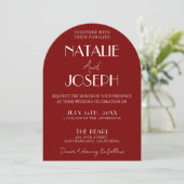 Invitation Elegant Deep Red White Burgundy Arched Wedding (Debout devant)