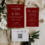 Invitation Elegant Deep Red White Burgundy Minimalist Wedding<br><div class="desc">This wedding invitation is perfect for your wedding if you are looking for an elegant unique and easy editable invitation .An elegant unique simple minimalist deep red and white wedding template invitation. as you see it features plain red background on the front and white on the back. And classy Parisian...</div>