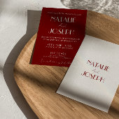 Invitation Elegant Deep Red White Burgundy Minimalist Wedding