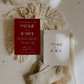 Invitation Elegant Deep Red White Burgundy Minimalist Wedding