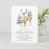 Invitation Élégant Deer Christmas Tree Holiday Maison ouverte (Debout devant)