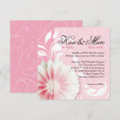 Invitation Élégant défilement de marguerite fleurit | rose (Devant / Derrière)