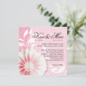 Invitation Élégant défilement de marguerite fleurit | rose (Debout devant)