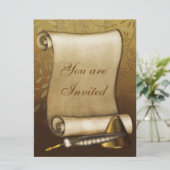 Invitation Élégant défilement, Quill et Inkwell (Debout devant)