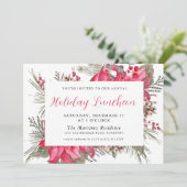 Invitation Élégant Déjeuner Botanique Rouge Poinsettia (Debout devant)