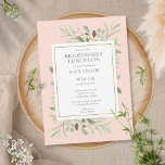 Invitation Élégant déjeuner d'affaires rose pâle<br><div class="desc">Doté de feuilles de verdure d'aquarelle délicats sur un arrière - plan rose vif,  cette invitation chic pour le déjeuner d'honneur peut être personnalisée avec vos informations spéciales d'événement de célébration. Conçu par Thisisnotme©</div>