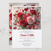 Invitation Élégant déjeuner d'anniversaire de Saint-Valentin (Devant / Derrière)