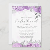 Invitation Élégant Déjeuner de Mariage Floral Script Lilas Ar (Devant)