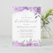 Invitation Élégant Déjeuner de Mariage Floral Script Lilas Ar (Debout devant)
