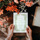 Invitation Élégant déjeuner de mariage floral vert sauge
