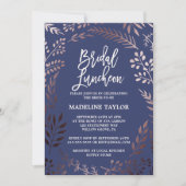 Invitation Élégant déjeuner de mariée Rose Gold et Marine (Devant)