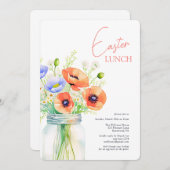 Invitation Élégant déjeuner de Pâques Floral (Devant / Derrière)