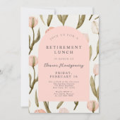 Invitation Élégant déjeuner de retraite rose floral (Devant)