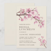 Invitation Élégant Déjeuner nuptial de fleurs de cerisier ros (Devant / Derrière)